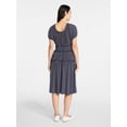 thumbnail image 3 of Time and Tru Women's Smocked Midi Dress with Short Puff Sleeves, Sizes XS-XXXL, 3 of 5