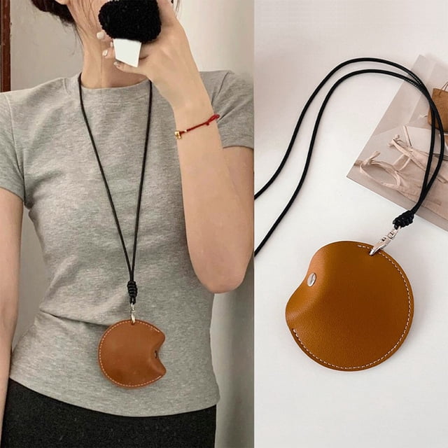 Nilvkv Organisateur d'Écouteurs, Pochette en Cuir à Suspendre au Cou, Porte-Monnaie Rond, Petit Sac de Rangement