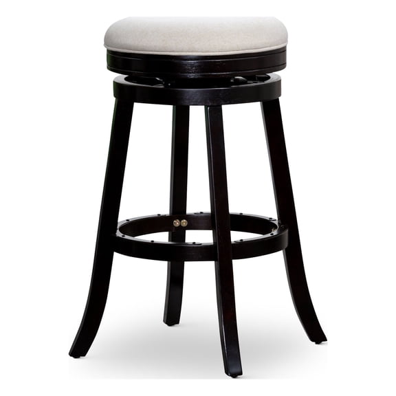 LiviNest 30" Bar Stool for Kitchen Island: 300lb Swivel Stool - Stable Industrial Rotation & 2.5" Cushion - Espresso Finish & Beige Fabric Seat for Home Bar & Dining
