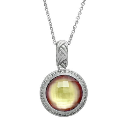 11 ct White Quartz-Plated Orchid Natural Mother-of-Pearl and 1/4 ct Diamond Pendant Necklace in Sterling Silver