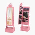 thumbnail image 1 of QinaQin Joyero infantil con espejo de cuerpo completo, gabinete organizador de pie con 3 cajones, ideal para niñas y accesorios, 1 of 7