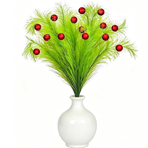 8Pcs Christmas Tree Topper Red Green Christmas Tree Branches elf Decorations, 17inch Christmas Curly Stems Lime Green Curly Xmas Tree Ornaments Stems for Christmas Tree Topper