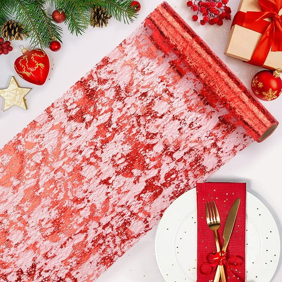 Sequin Glitter Metallic Foil Thin Mesh Roll Table Runners, Party Suppliers for Wedding Birthday Valentines Day Christmas New Year Bachelorette Decorations