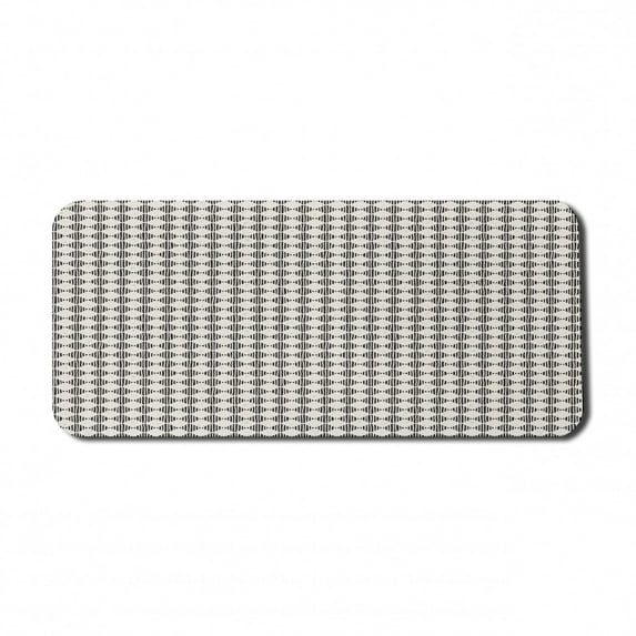 Geometric Computer Mouse Pad, Grunge Style Rhombus Repetition in Monochrome Style with Stripes, Rectangle Non-Slip Rubber Mousepad X-Large, 35" x 15" Gaming Size, Eggshell Charcoal Grey, by Ambesonne