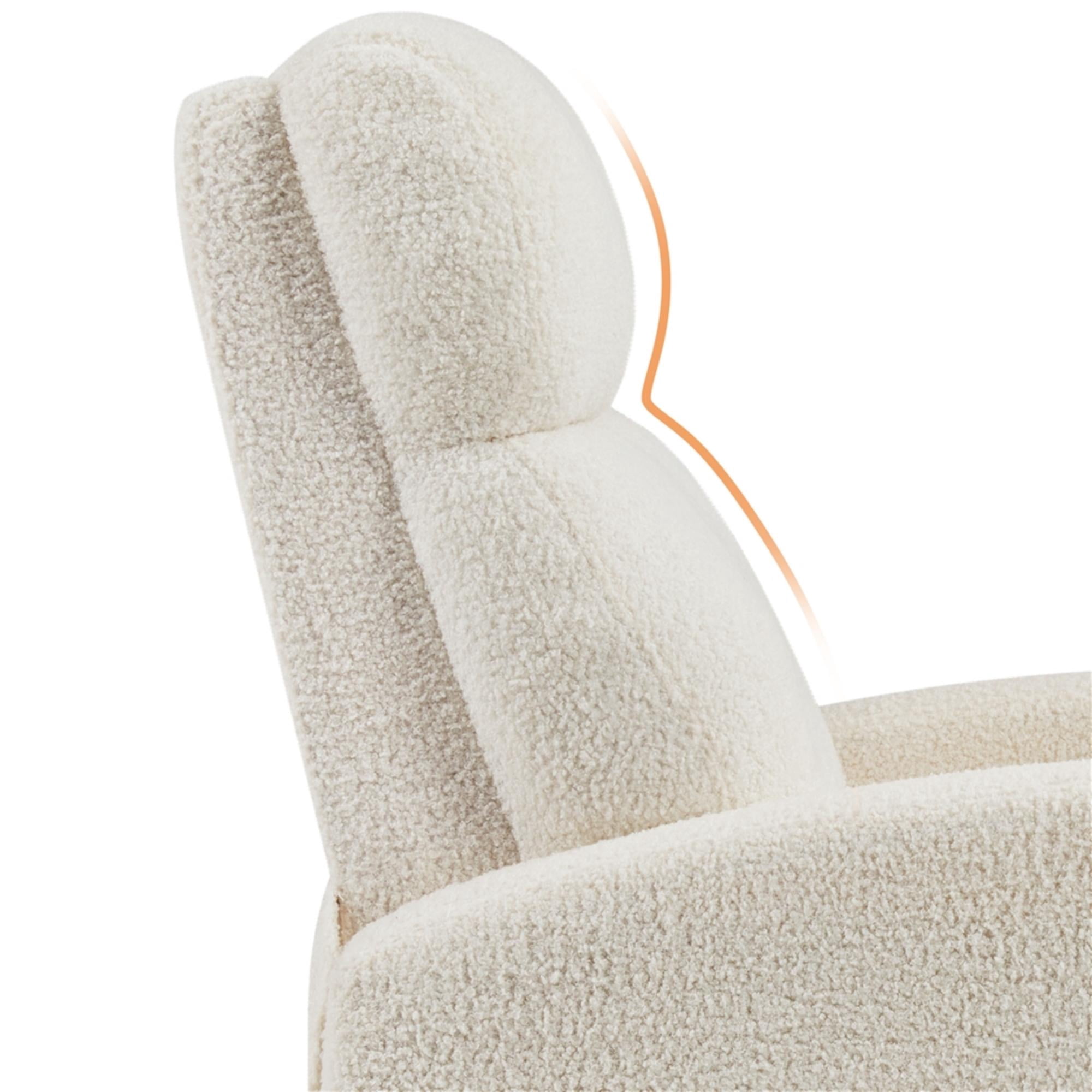 Renwick Boucle Push Back Theater Recliner Chair with Footrest, Ivory
