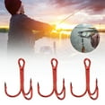 thumbnail image 4 of Anzuelo de pesca, 100 piezas, anzuelos triples rojos, anzuelos triples de alta capacidad, 4 of 10