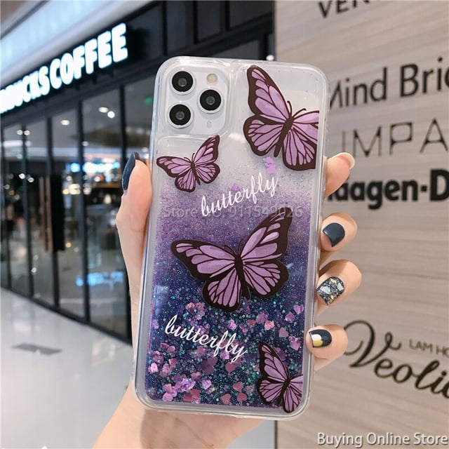 Funda rosa con flores de cerezo para iPhone, carcasa con purpurina líquida, arena movediza, para iPhone 14 Pro Max 13 12Mini 11 XS XR X SE 2020 6 6S 7 8 Plus Fivean unisex
