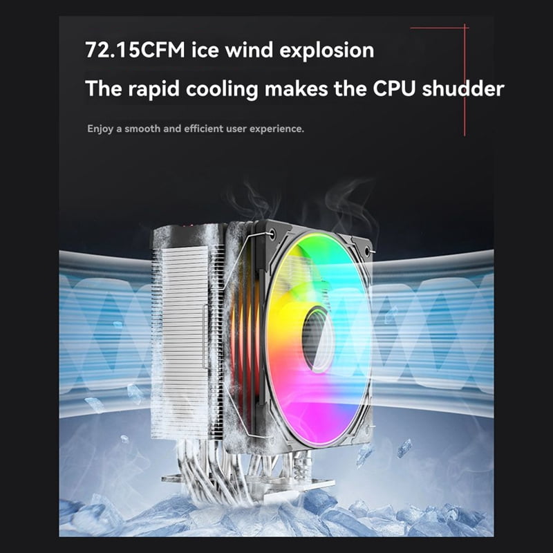 GT600 Digital Display CPU Air Cooler with 1800RPM ARGB PWM Cooling Fan High Airflow Radiator for Efficient CPU Cooling B