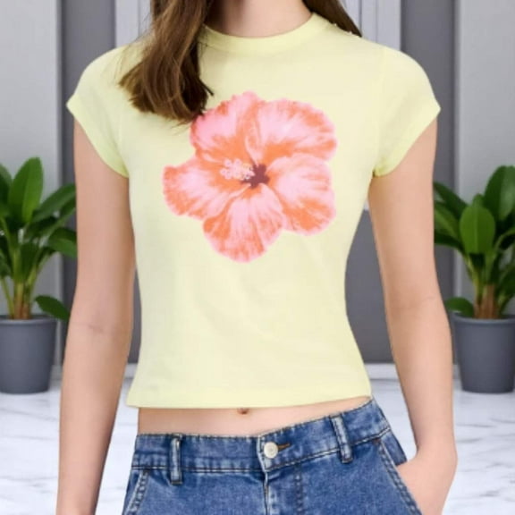 Grayson Threads, The Label Juniors' Hibiscus Graphic T-Shirt XS, S, M, L, XL