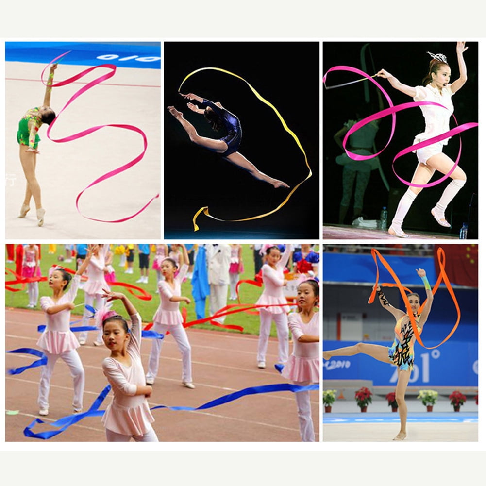 2/4M Gym Rhythmic Ribbon Art Gymnastic Ballet Dance Streamer Twirling Rod Rope 