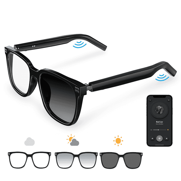 Ai Smart Glasses for Men&Women-Bluetooth Music Sunglasses-Anti-Blue Light Audio Eyewear with Music Play/Hands-Free Calling,Multifunctional Headphones Glasses  for Working&Driving