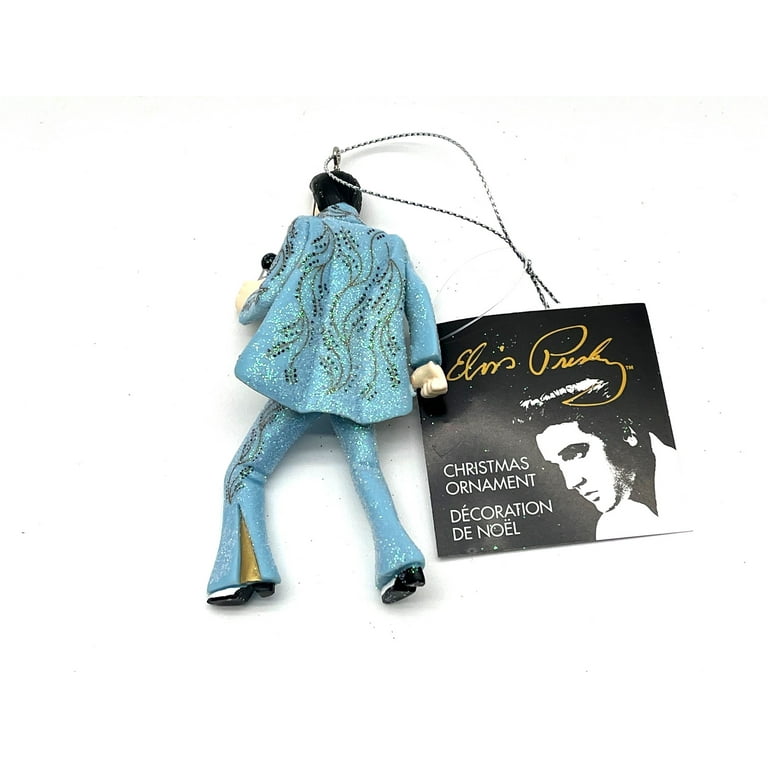 Blue Suit Elvis Presley with Microphone Christmas Tree Ornament