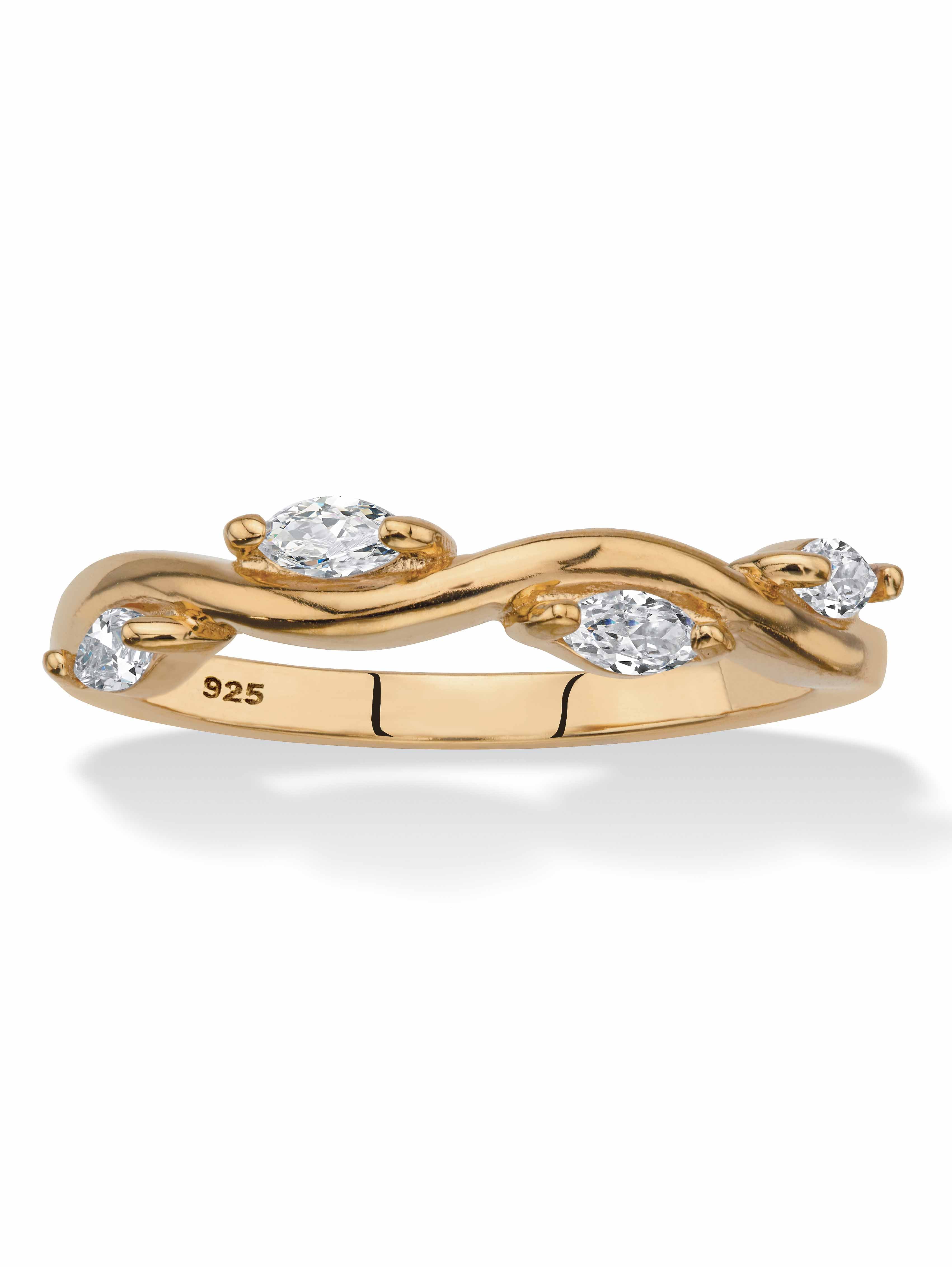 Marquise-Cut Cubic Zirconia Twisted Vine Ring in Rose Gold-plated