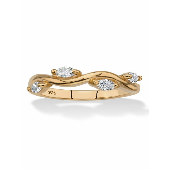 PalmBeach Jewelry Marquise-Cut Cubic Zirconia Twisted Vine Ring (.40 TCW) in 18K Yellow or Rose Gold Plated or Sterling Silver