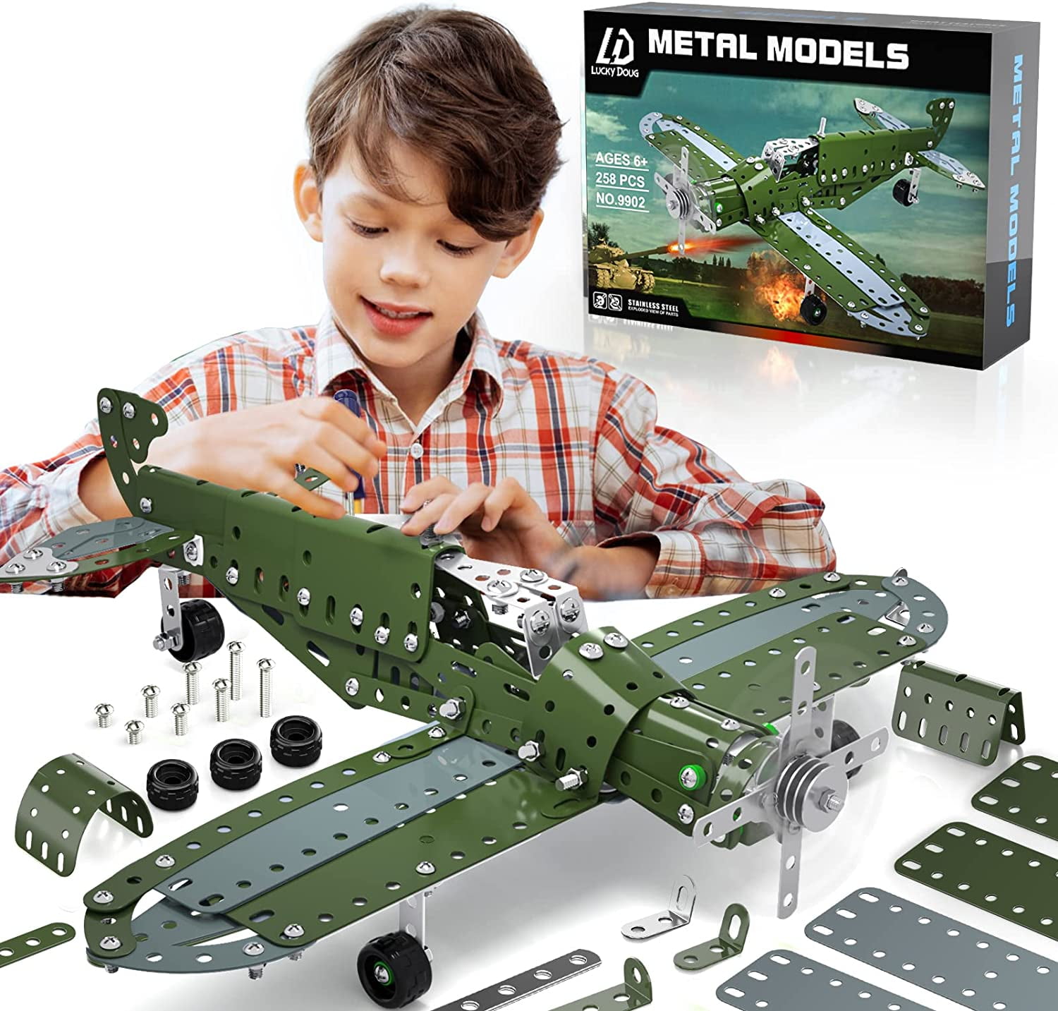 Building Toys Model Airplane Set 258 Pieces DIY Building Stem Projects