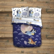BBC Studios Bluey Blue 7 Piece Full Bed Set w/ Sham, 100% Microfiber