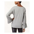 thumbnail image 2 of Kensie Womens Tie Sleeve Knit Sweater, Grey, X-Small, 2 of 2