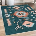 thumbnail image 1 of Southwestern Decorative Rug, Ethnic Illustration of a Zigzags Design Triangular Iconic Art Motifs, Quality Carpet for Bedroom Dorm and Living Room, 6 Sizes, Dark Teal, by Ambesonne, 1 of 4