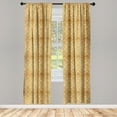 thumbnail image 3 of Ambesonne Damask Curtains, Classical Flower Design, Pair of 28"x95", Mustard Amber, 3 of 5