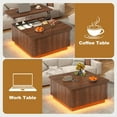 thumbnail image 2 of Fluted Lift Top Coffee Table with LED Lights, 35" Square Farmhouse Coffee Table with Large Hidden Compartment & Rising Top, Modern Wood Multi-Function Center Tables for Living Room, Walnut, 2 of 8