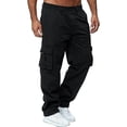 thumbnail image 2 of LWavelet Men's Relaxed Fit Cargo Pants Elastic Waist with Side & Cargo Pockets for Outdoor Casual Work Wear Black L, 2 of 5