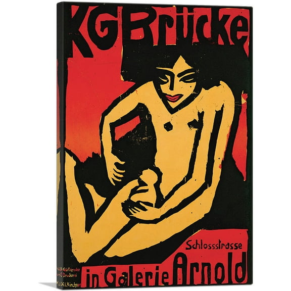 ARTCANVAS Poster Galerie Arnold in Dresden 1910 Canvas Art Print by Ernst Ludwig Kirchner - Size: 18" x 12" (0.75" Deep)