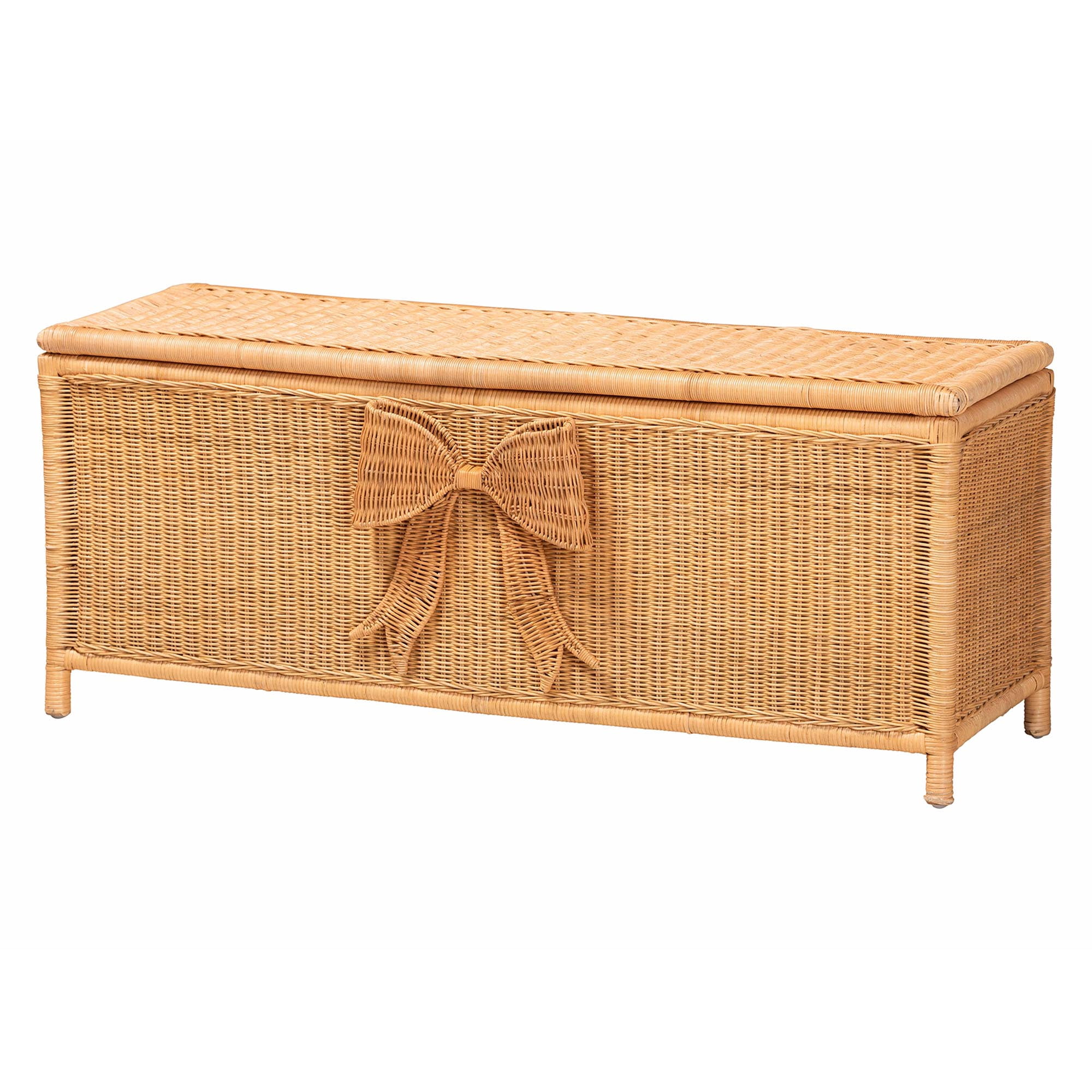bali & pari Creusa Boho Storage Bench, Light Honey