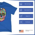 thumbnail image 4 of Tee Hunt Dean Russo Sugar Skull T-Shirt Day of The Dead Neon Calaver Men's Tee, Blue, 5X-Large, 4 of 5