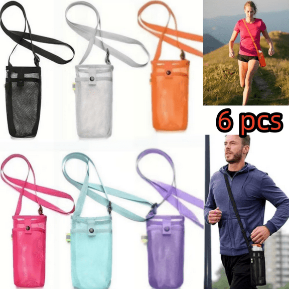 Water Bottle Holder Carrier with Adjustable Shoulder Strap - Beach & Sports Bottle Bag for Hiking, Gym, Camping, Walking, Travel
