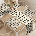 thumbnail image 2 of Ambesonne Cat Table Runner & Placemats, Black Kitties Saying Hi, Placemat 4 pcs + Runner 14"x72", Ivory Black Ruby, 2 of 2