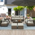 thumbnail image 3 of Homrest Aluminum Patio Furniture Set, Outdoor Furniture Set with Storage Coffee Table, Cushions & 2 Ottomans for Balcony, Garden, 3 of 9