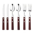 thumbnail image 1 of REALUX Clearance 6 Pack Wooden Handle Stainless Cutlery Set Forks Spoons Flatware Set, 1 of 8