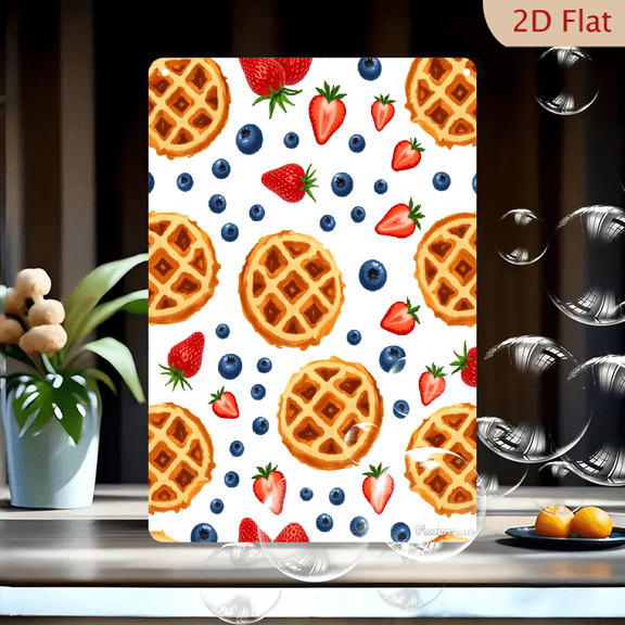 Food with Blueberry Strawberry Printed Iron Sign Vintage Tin Sign Wall Art Hanging Painting Poster Vertical Metal Decoration for Home Cafe Bar 12x8in