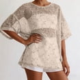 thumbnail image 6 of SSZMDLB Women Sequins T-Shirt Short Sleeve Round Neck Casual Basic Tee Holiday Party Tops Summer Fashion Outfits Workout Clothes, Beige XL, 6 of 7