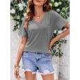thumbnail image 2 of Womens V Neck TShirts Short Sleeve Loose Casual Summer Tops with Pocket, 2 of 5