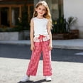 thumbnail image 6 of ATOGUTA Girls Lounge Pants Wide Leg School Uniform Pants Kids Elastic Waist Flowy Summer Beach Lounge Trousers with Pockets Size 1T-11, Red, 6 of 7