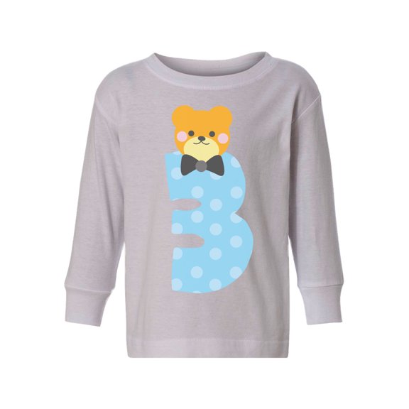 Awkward Styles Third Birthday Boy Toddler Long Sleeve Shirt Funny Bear Kids T-Shirt