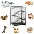 thumbnail image 3 of AEGFKD 37-inch Metal Ferret Chinchilla Cage Indoor Outdoor Small Animals Hutch w/ 2 Front Doors/Feeder/Wheels for Squirrel,Black, 3 of 9