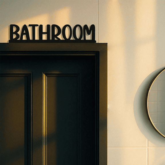 "Vintage Farmhouse Bathroom Wall Decor – Rustic Metal Sign with Distressed Letters & Numbers, Over-The-Door Hanging Art for Farmhouse, Bathroom, Living Room, or Wedding Decor