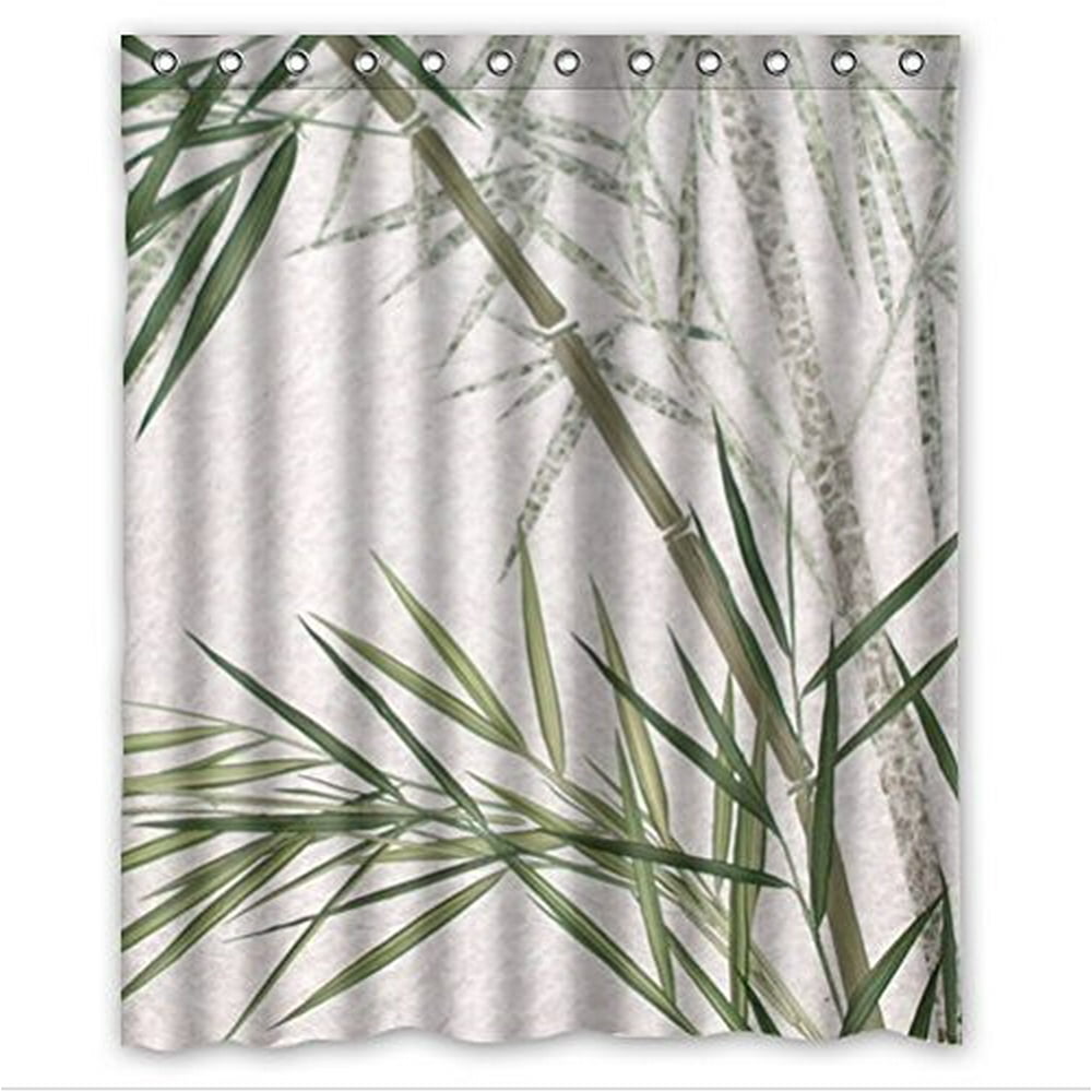 MOHome green Bamboo design Shower Curtain Waterproof Polyester Fabric