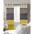 thumbnail image 3 of Yellow Grey Blackout Curtains 45 Inches Long for Bedroom, Vintage Stripe Farmhouse Wood Grain Ombre Thermal Insulated Room Darkening Black Out Window Curtain Panels Grommet Drapes for Living Room, 3 of 8