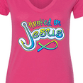 thumbnail image 4 of Inktastic Hooked on Jesus Christian Women's V-Neck T-Shirt, 4 of 5