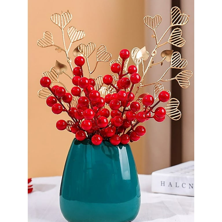 1Piece Artificial White Berry Stems, 27.5 Inch Burgundy Red Berry Picks  Holly Berries Branches for Christmas Tree Decorations for Crafts, Wedding,  Holiday and Home Decor 