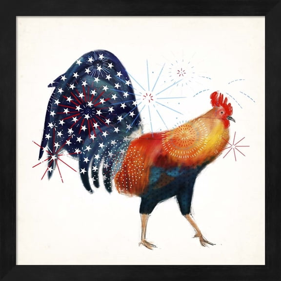 Rooster Fireworks II by Victoria Borges, Framed Wall Art, 13.25W x 13.25H
