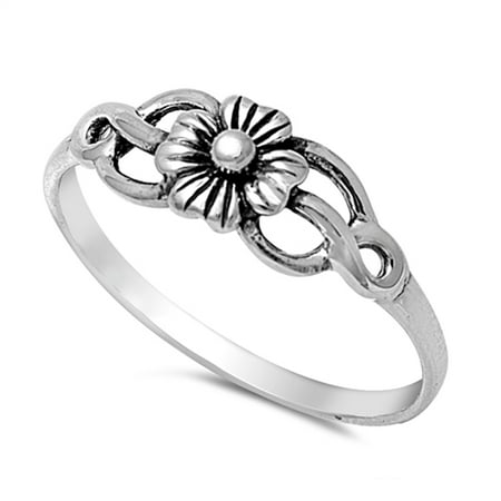 - Antiqued Filigree Flower Ring ( Sizes 4 5 6 7 8 9 10 ) Sterling Silver Hawaiian Plumeria Band Rings by Sac Silver (Size 10)