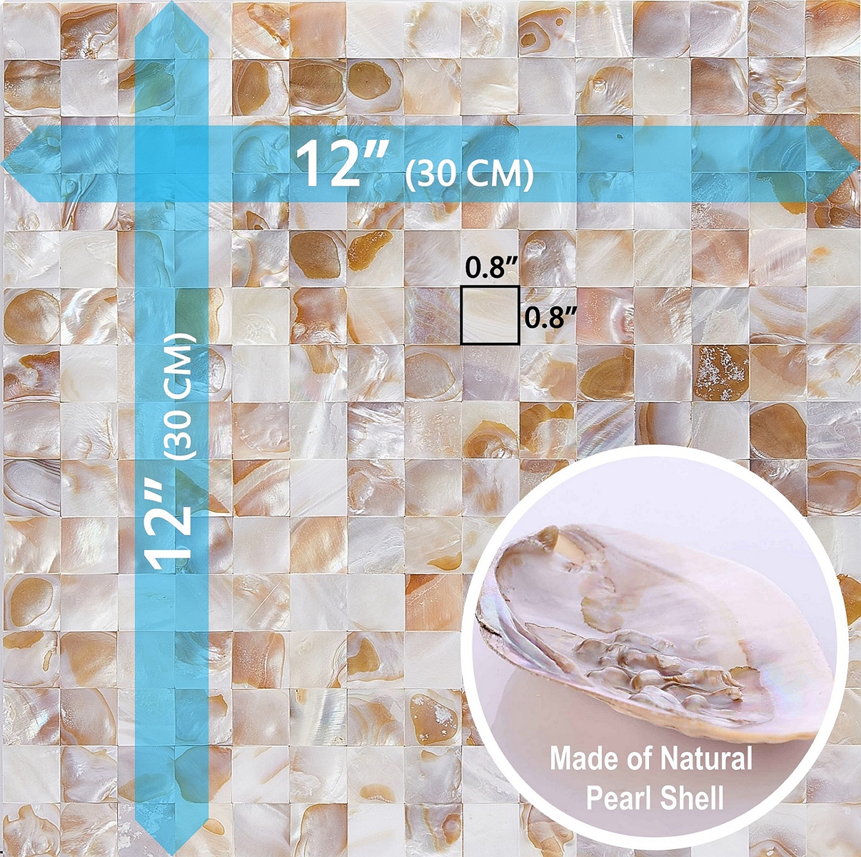 Acopelo Peel and Stick Natural Mother of Pearl Mosaic Shell Tile Brown 12" x 12" for Backsplash, Kitchen Wall, Fireplace - 6 Tiles
