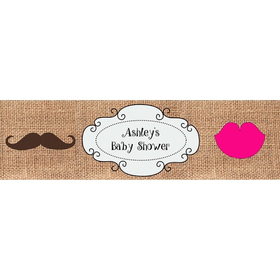 25 Burlap Gender Reveal Baby Shower Birthday Celebration Water Bottle Labels