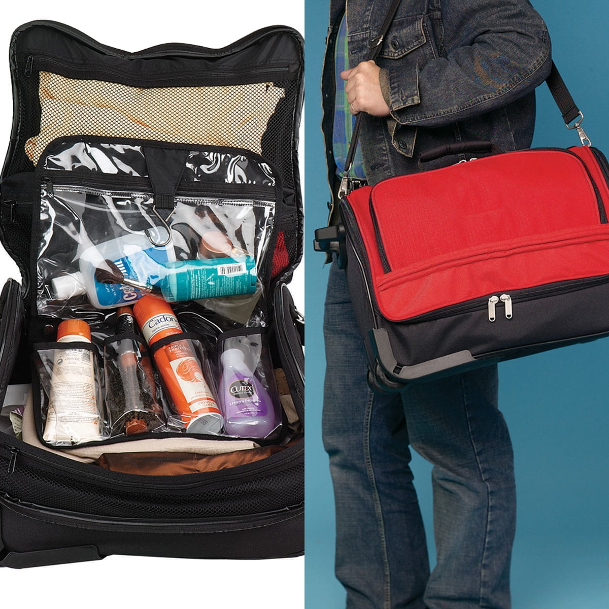 THE RUNWAY BLACK COMPACT ROLLING DUFFEL