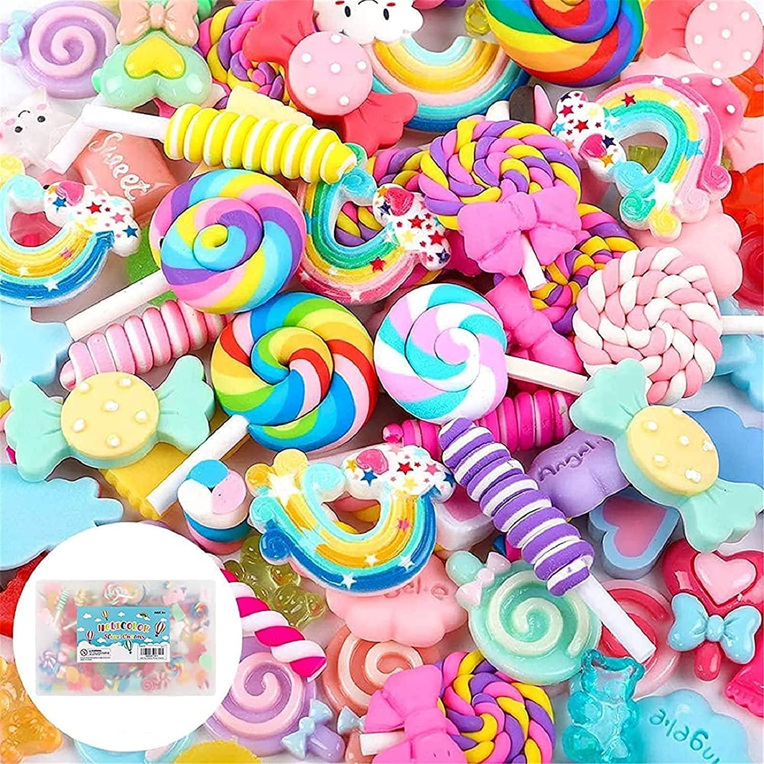 Mixed Lot Assorted Cartoons Flowers Resin Flatback Cute Sets for DIY Crafts Making,Decorations,Scrapbooking,Embellishments,Hair Clip 25pcs Slime Charms Cartoons Flowers Cute Set 