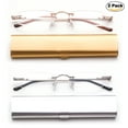 thumbnail image 3 of Newbee Fashion-Portable Compact Reading Glasses in Aluminum Case Metal Rectangle Rimless Reading Glasses Super Lightweight Reader Slim Design Comfort Fit for Men&Women 2 PACK GOLD & SILVER+1.25, 3 of 4